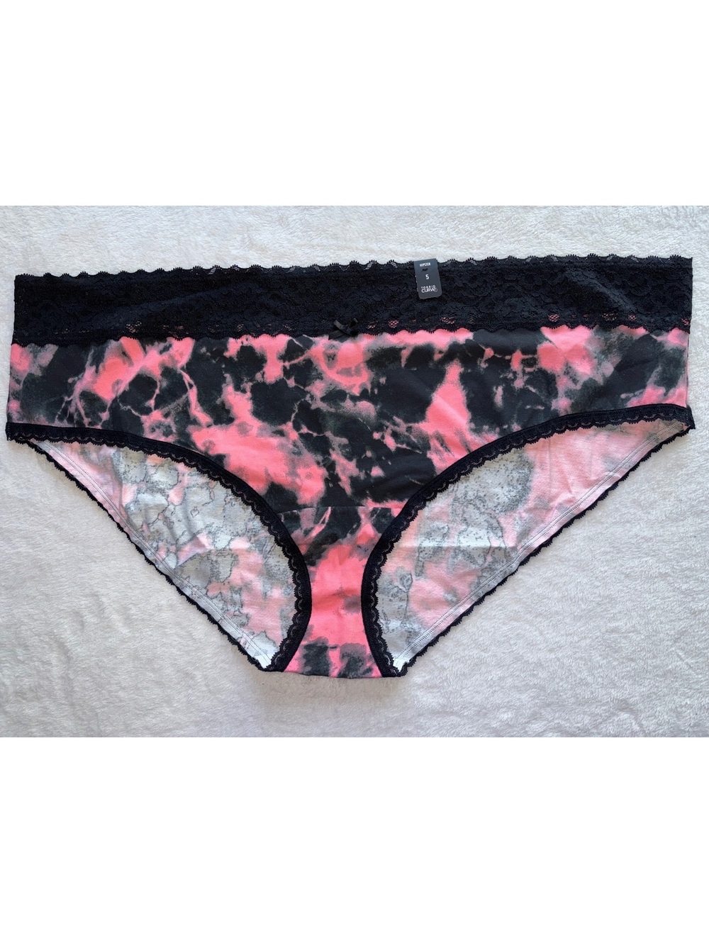 Torrid NWT Pink Black Tie Dye Hipster Panties Size 5 Torrid Curve Lace Trim